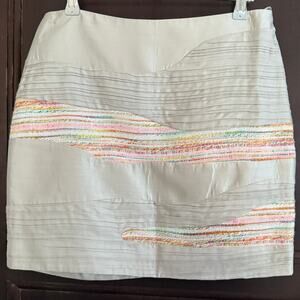 CAMILLA and MARC | Silver Gray Silk and Boucle Mini Skirt Art to wear | Size 4